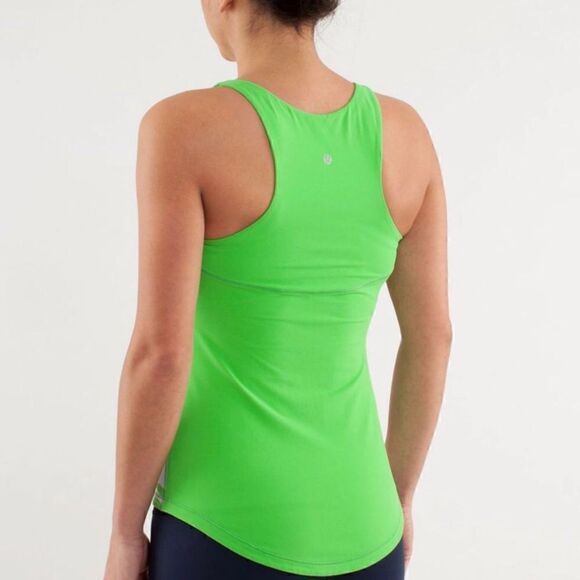 Lululemon Racer Back Scoop Neck Tank Green+White - Picture 2 of 6